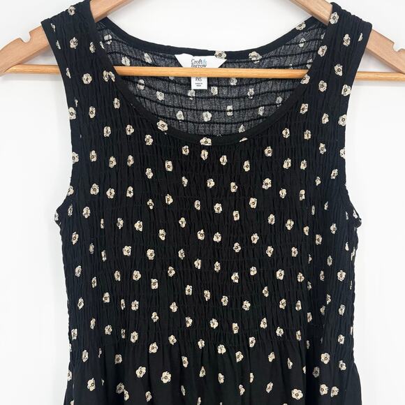 Croft & Barrow Black and Cream Smocked Sleeveless Midi Dress Size PXS - Picture 3 of 7